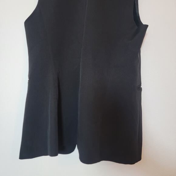 Zara Open Front Black Vest Small Glen Lined Minimalist Old Money Business READ! - Picture 7 of 10